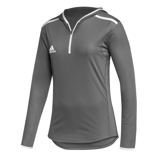 ☆adidas☆ Lip Long Sleeve Tea Gray adidas Women's Team Issue Hooded Long Sleeve Tee