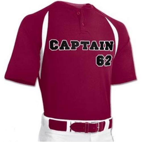 CHAMPRO Heren Compleet Spel 3/4 Baseball Shirt S Wit, Scarlet Sleeve Volwassen T, Klein