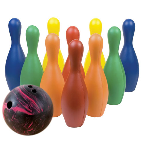 Multi-Color Plastic Bowling Set w/Ball